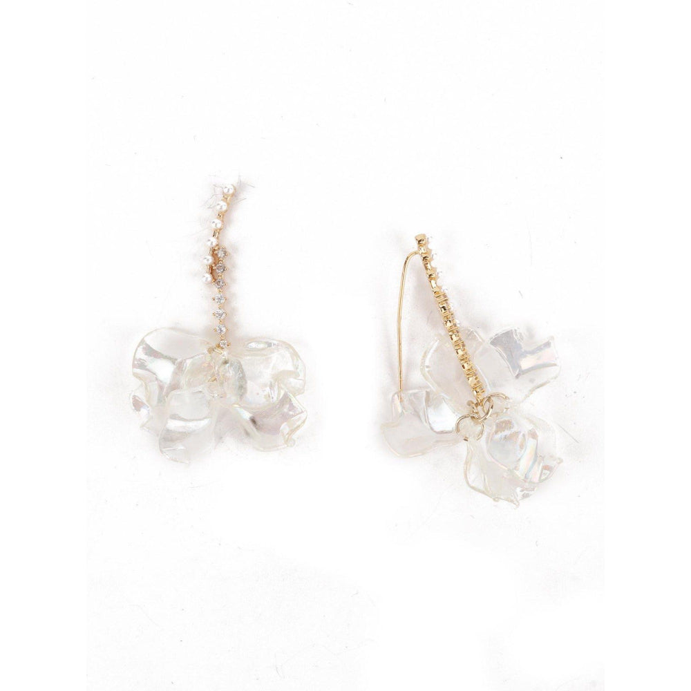 Odette Women Clear White Floral Dangle Earrings