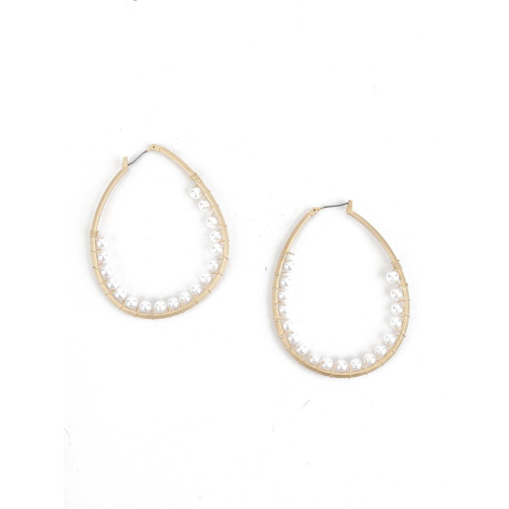 Odette Women White Gold Tone Droplet Shape Hoops