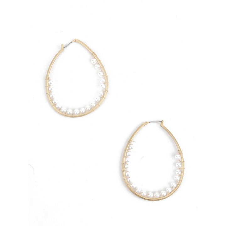 Odette Women White Gold Tone Droplet Shape Hoops