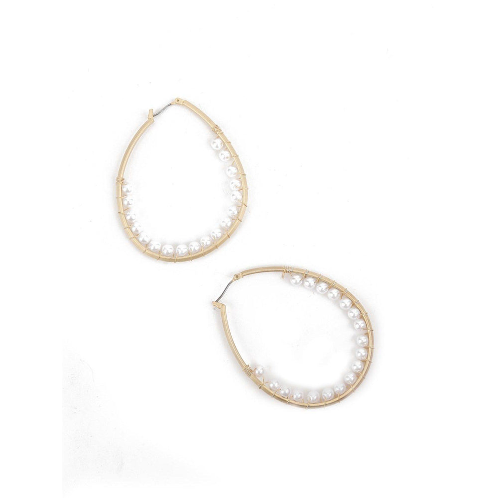 Odette Women White Gold Tone Droplet Shape Hoops