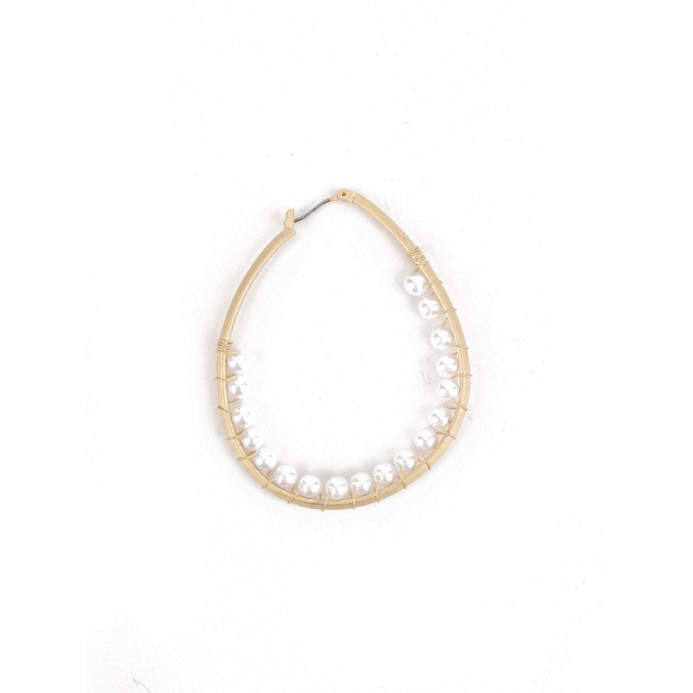 Odette Women White Gold Tone Droplet Shape Hoops