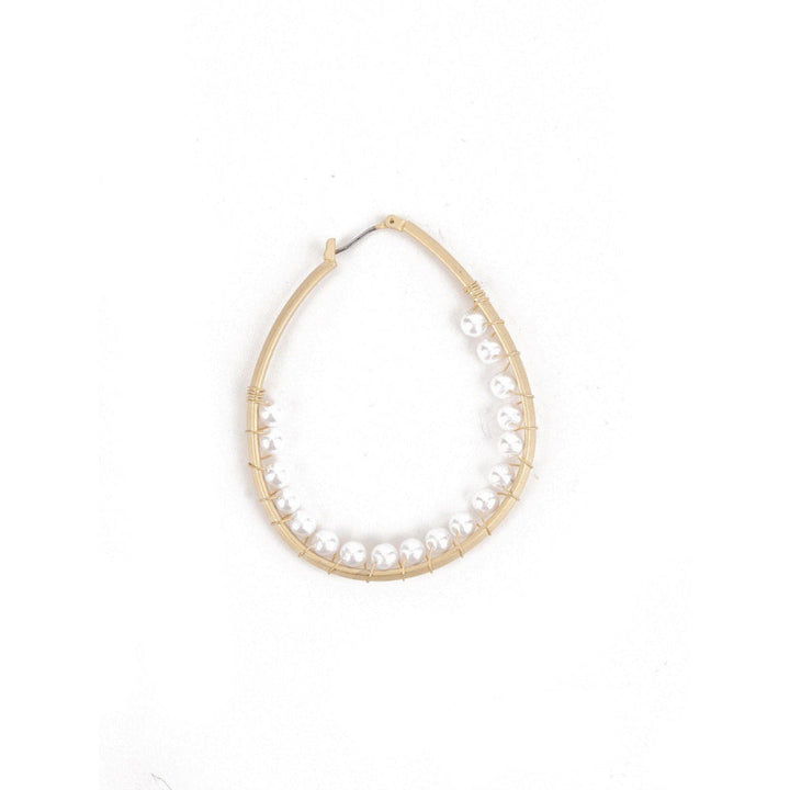 Odette Women White Gold Tone Droplet Shape Hoops