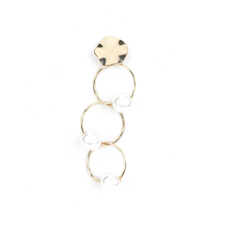 Odette Women White Pearl Gold Tone Ring Long Dangle Earrings