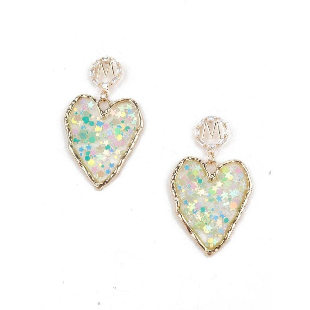 Odette Women Heart Shape Multi Gold Tone Dangle Earrings