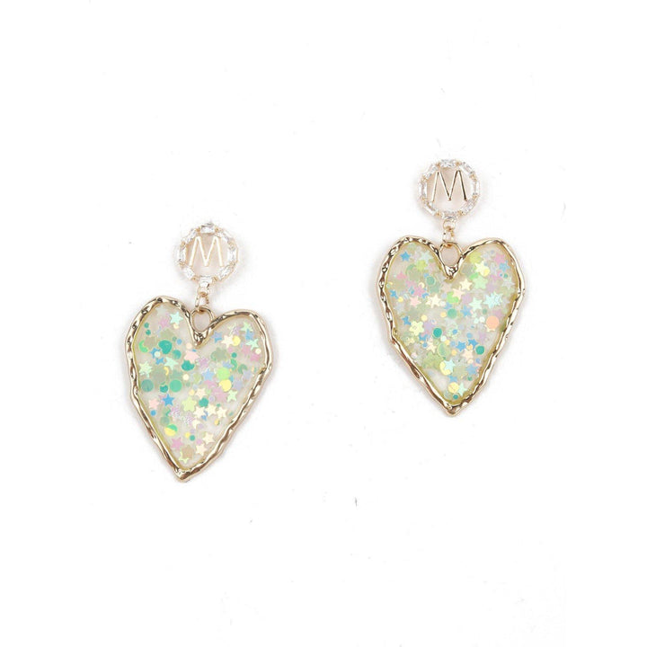 Odette Women Heart Shape Multi Gold Tone Dangle Earrings