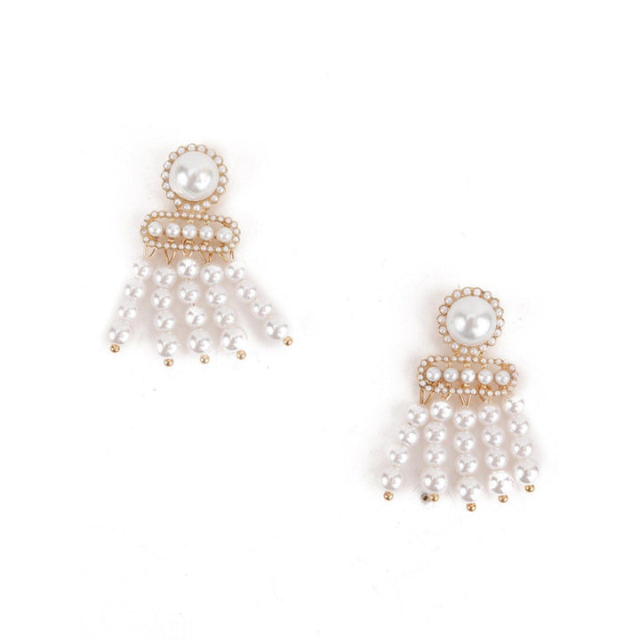 Odette Women White Pearl Tassel Earrings