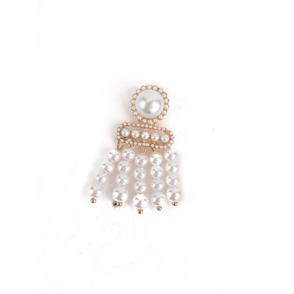 Odette Women White Pearl Tassel Earrings