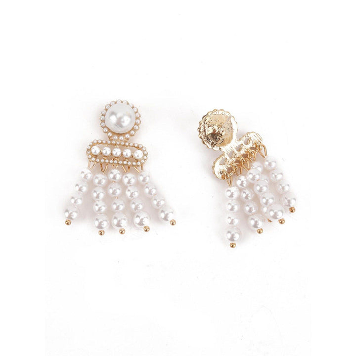 Odette Women White Pearl Tassel Earrings