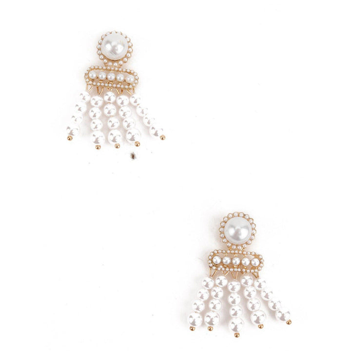 Odette Women White Pearl Tassel Earrings