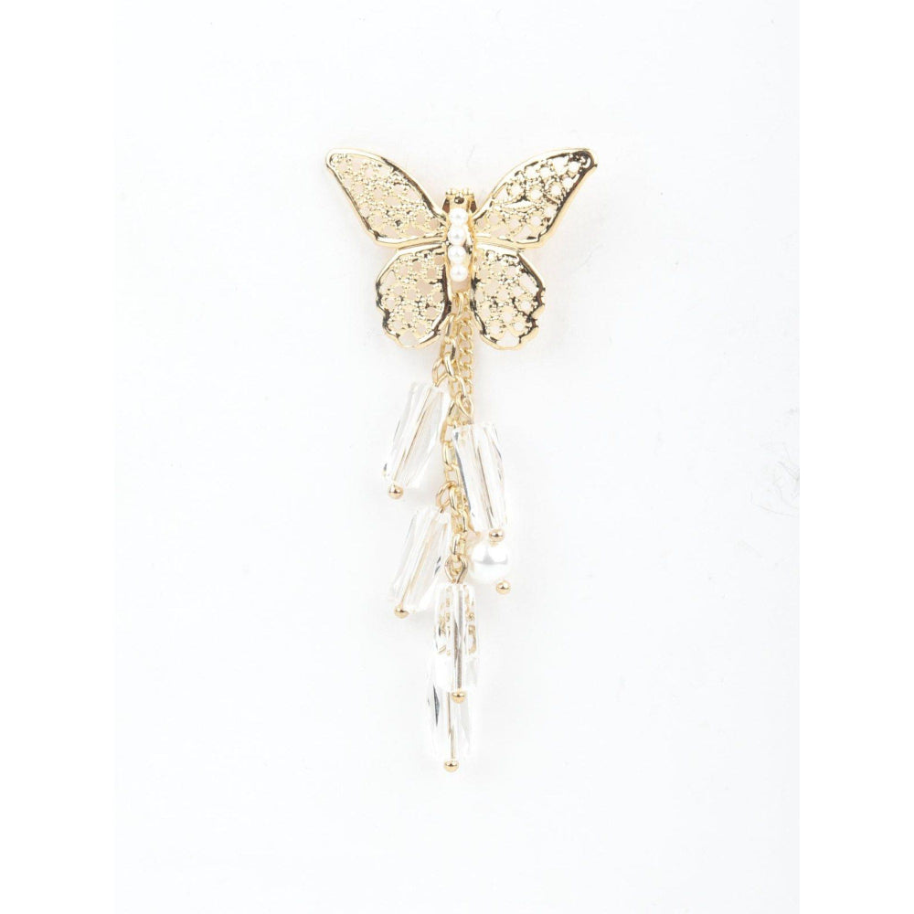 Odette Women Gold Tone Pretty Butterfly Shape Tassel Earrings