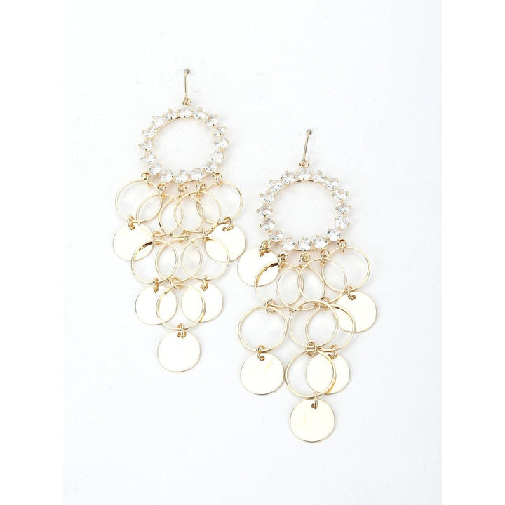 Odette Women Round Ring Gold Tone Tassel Earrings