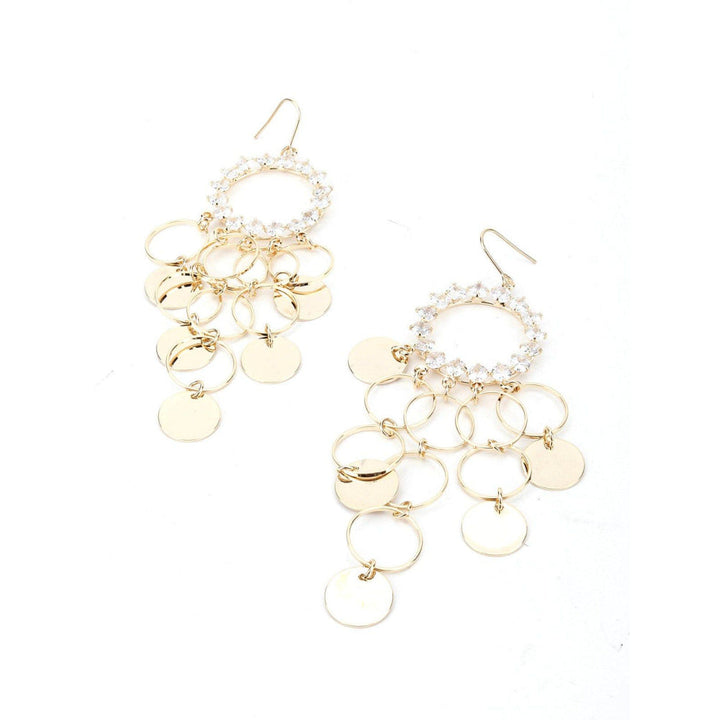 Odette Women Round Ring Gold Tone Tassel Earrings