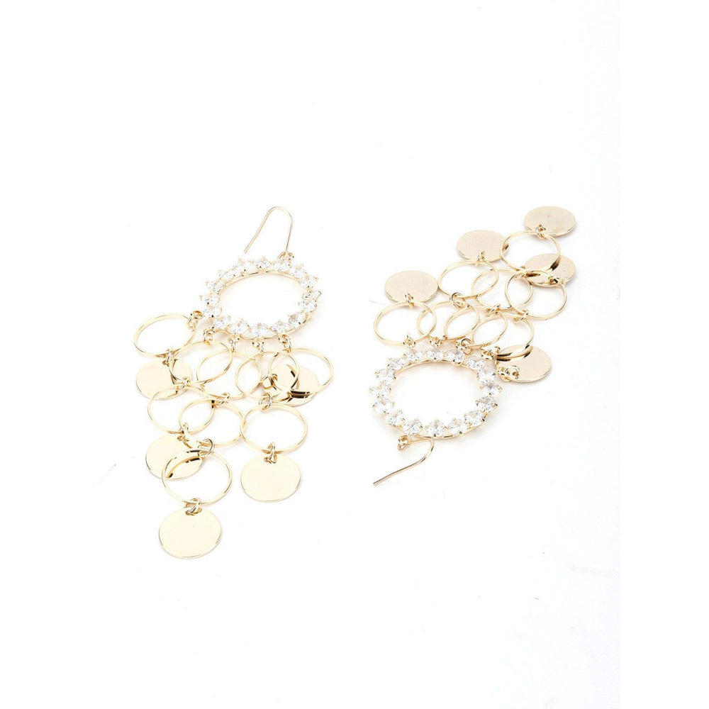 Odette Women Round Ring Gold Tone Tassel Earrings