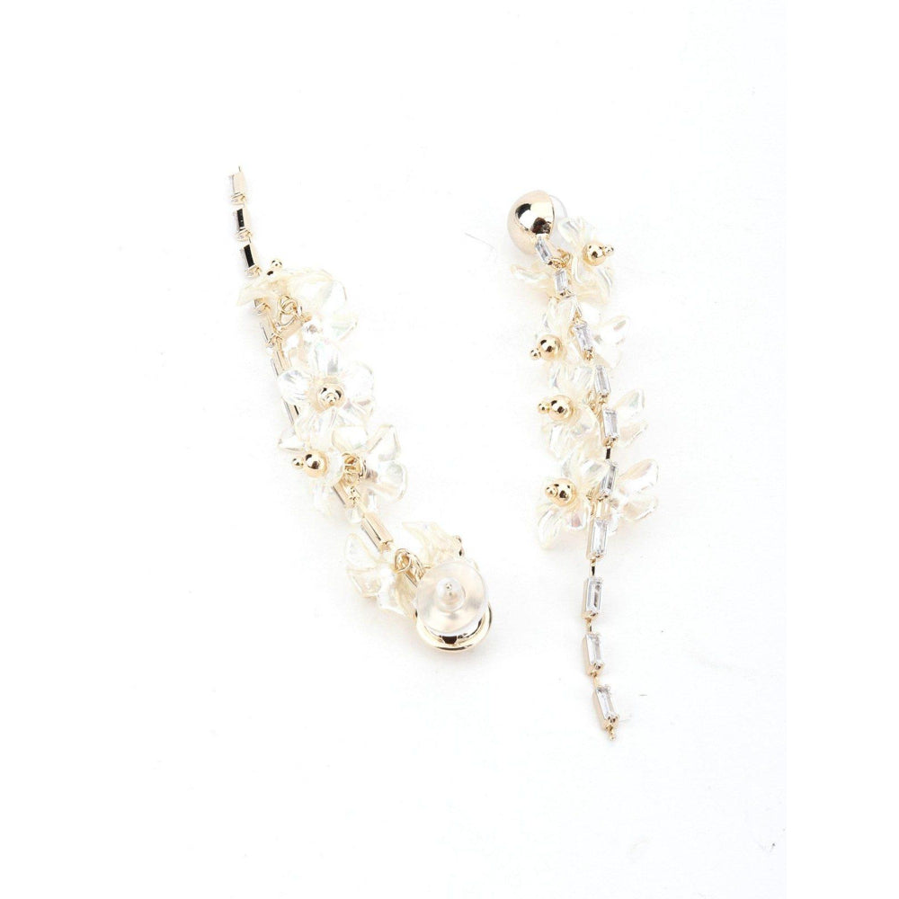 Odette Women White Floral Tassel Earrings