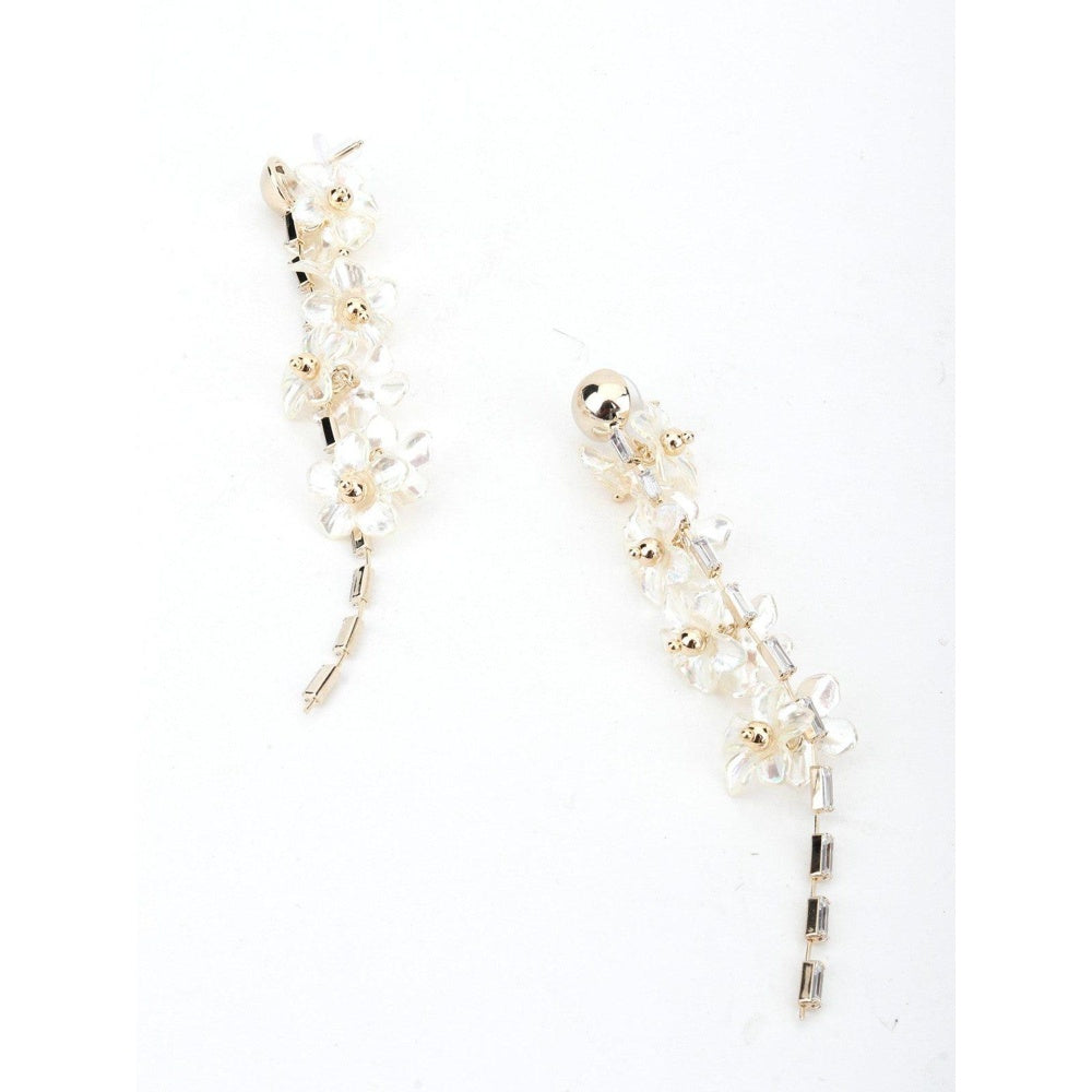 Odette Women White Floral Tassel Earrings