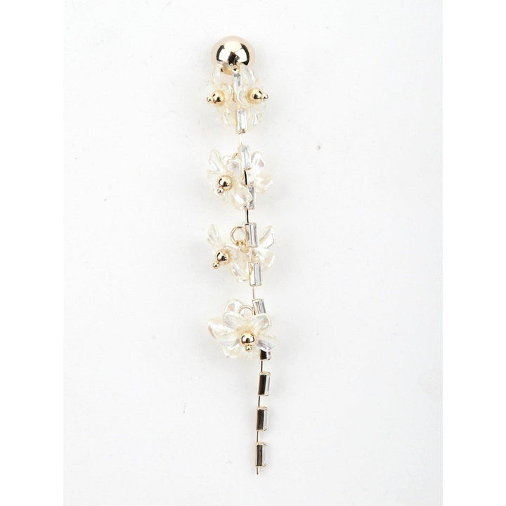 Odette Women White Floral Tassel Earrings