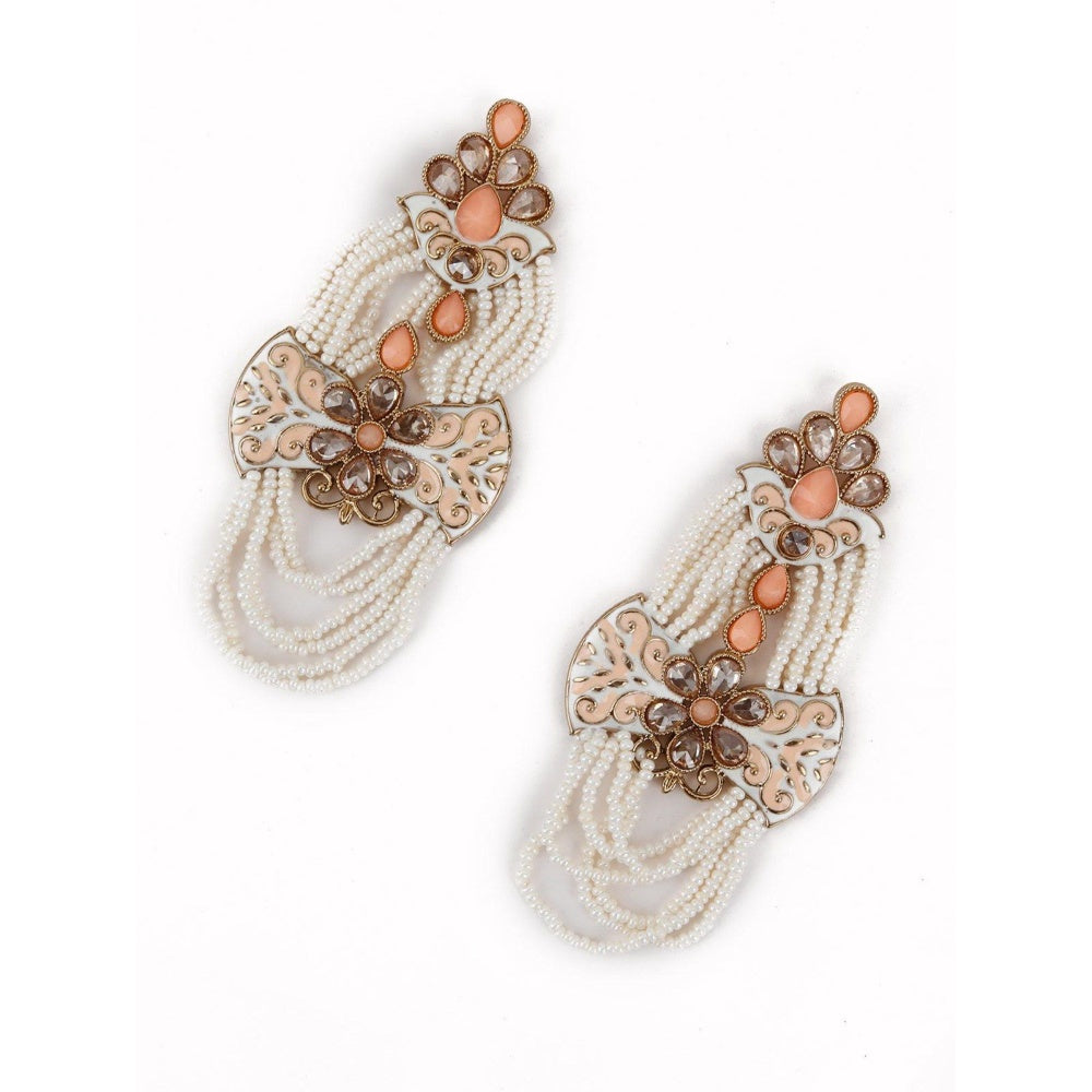 Odette Women Peach Beautiful Unique Dangle Earrings