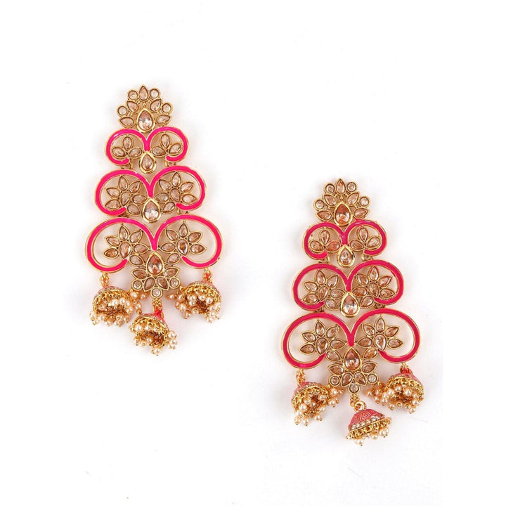 Odette Women Divine Pink Dangle-Jhumka Earrings!