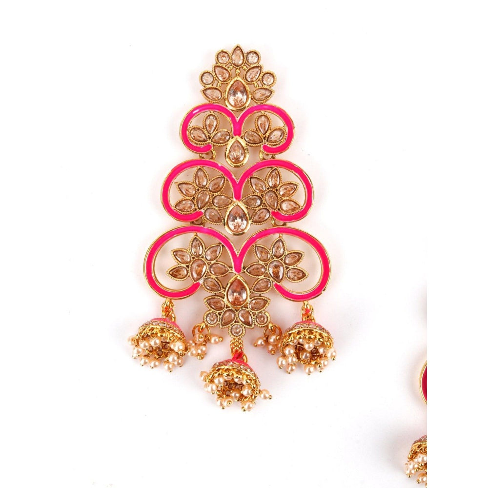 Odette Women Divine Pink Dangle-Jhumka Earrings!