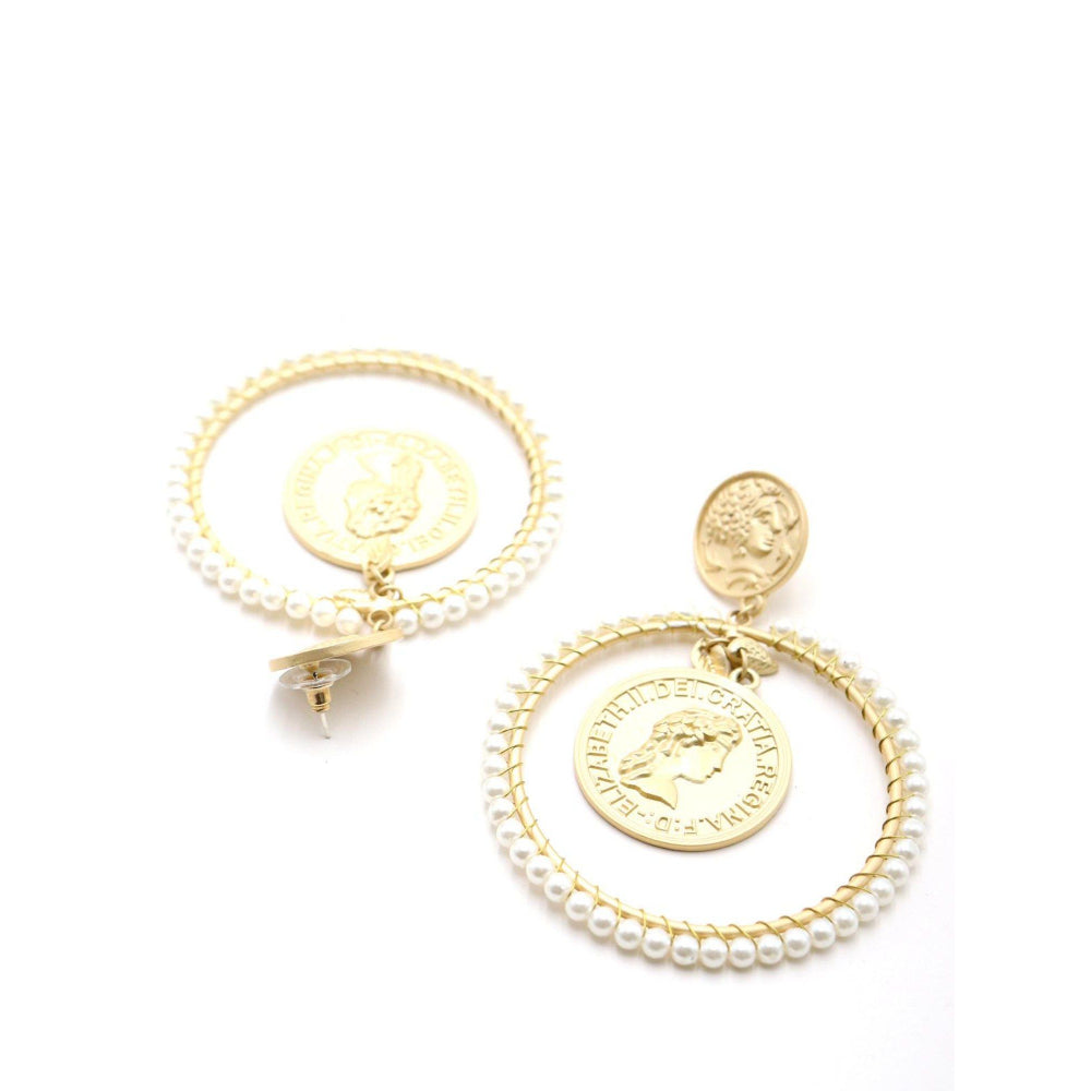 Odette Women Attractive Gold Tone Ring Dangle Earrings