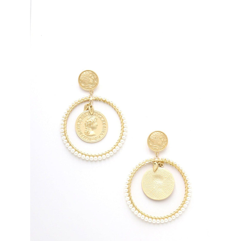 Odette Women Attractive Gold Tone Ring Dangle Earrings