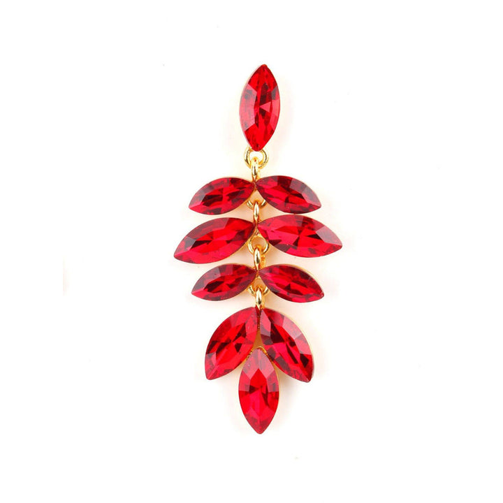 Odette Women Leafy Red Bright Dangle Earrings