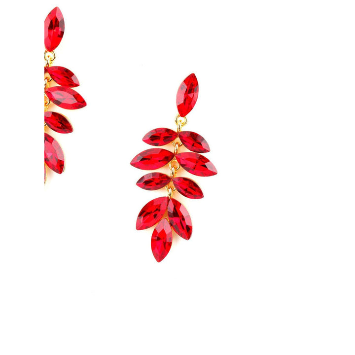 Odette Women Leafy Red Bright Dangle Earrings