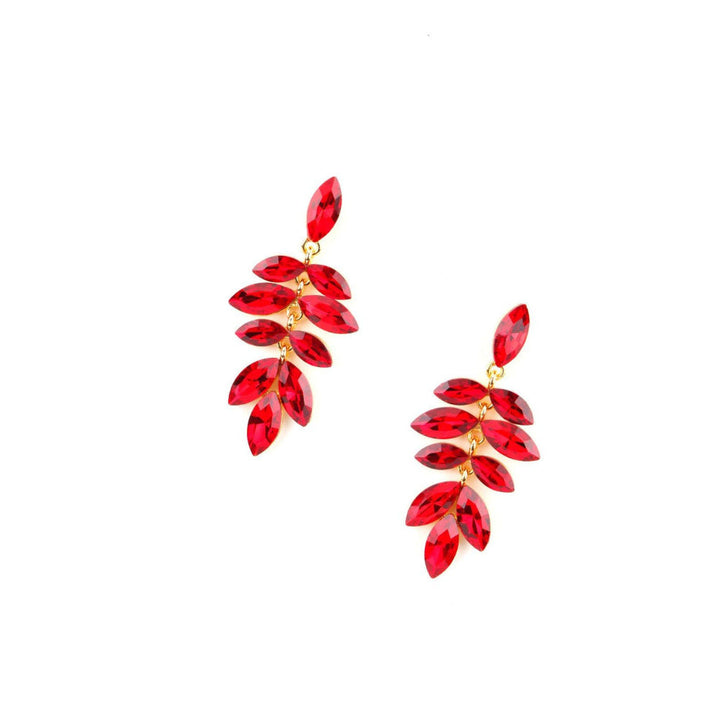 Odette Women Leafy Red Bright Dangle Earrings