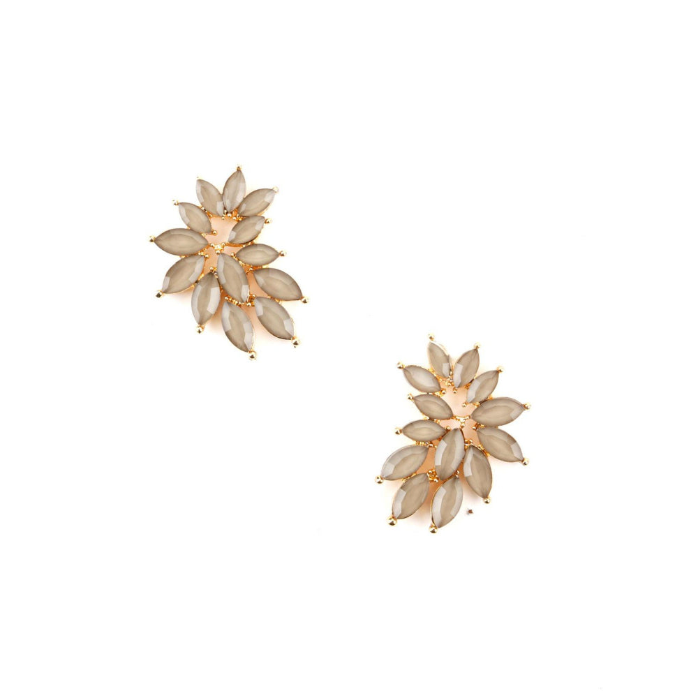 Odette Women Grey Pretty Floral Drop Earrings