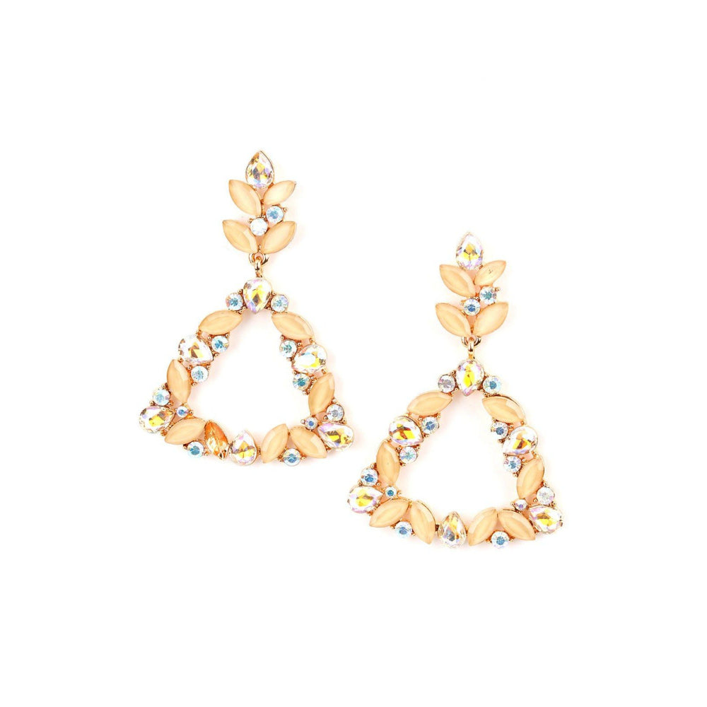 Odette Women Oval Shape Glittery Yellow Dangle Earrings