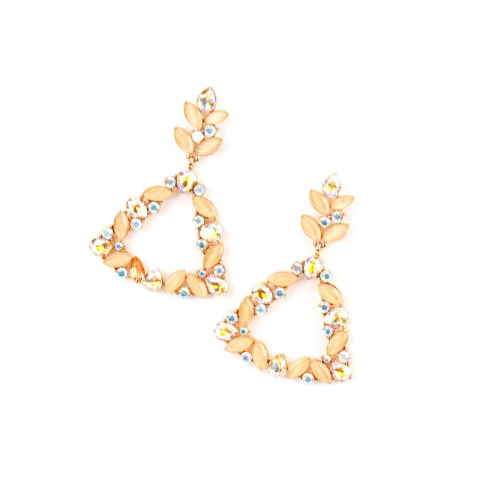 Odette Women Oval Shape Glittery Yellow Dangle Earrings