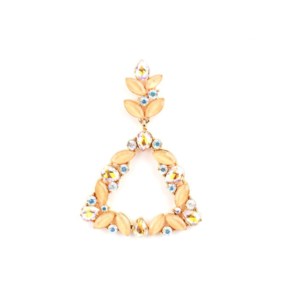 Odette Women Oval Shape Glittery Yellow Dangle Earrings