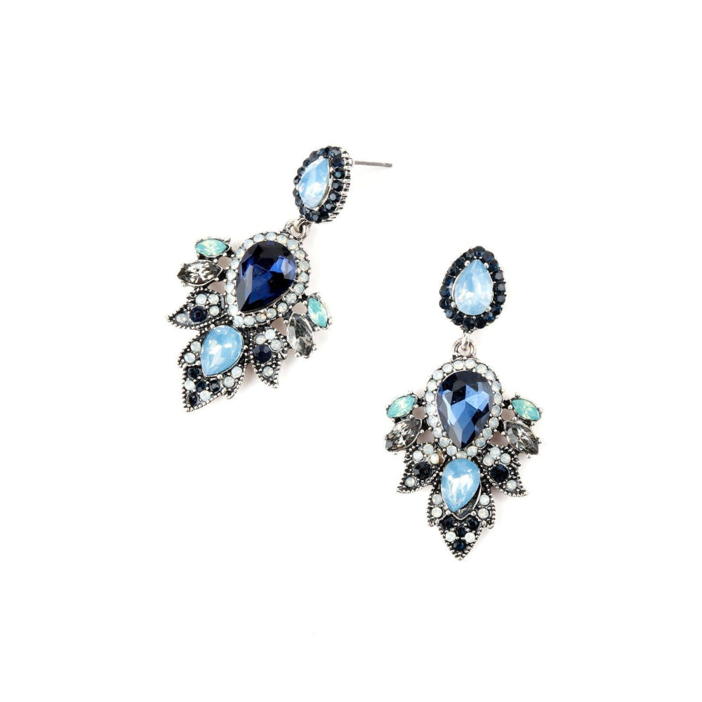 Odette Women Blue Rhine Stone Enticing Dangle Earrings