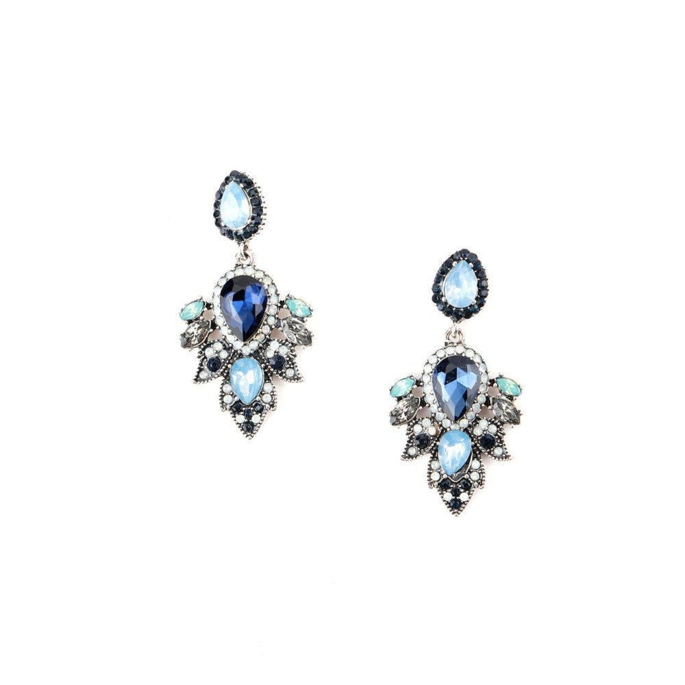 Odette Women Blue Rhine Stone Enticing Dangle Earrings