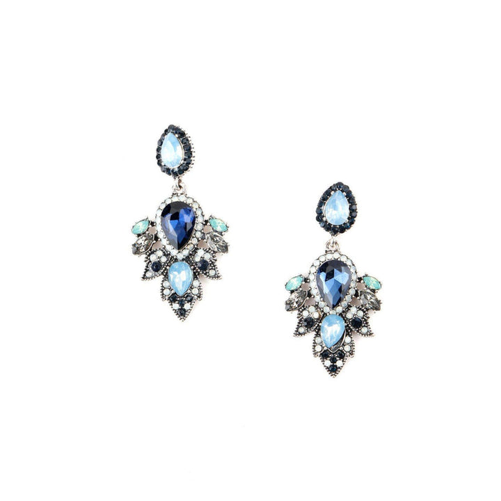 Odette Women Blue Rhine Stone Enticing Dangle Earrings