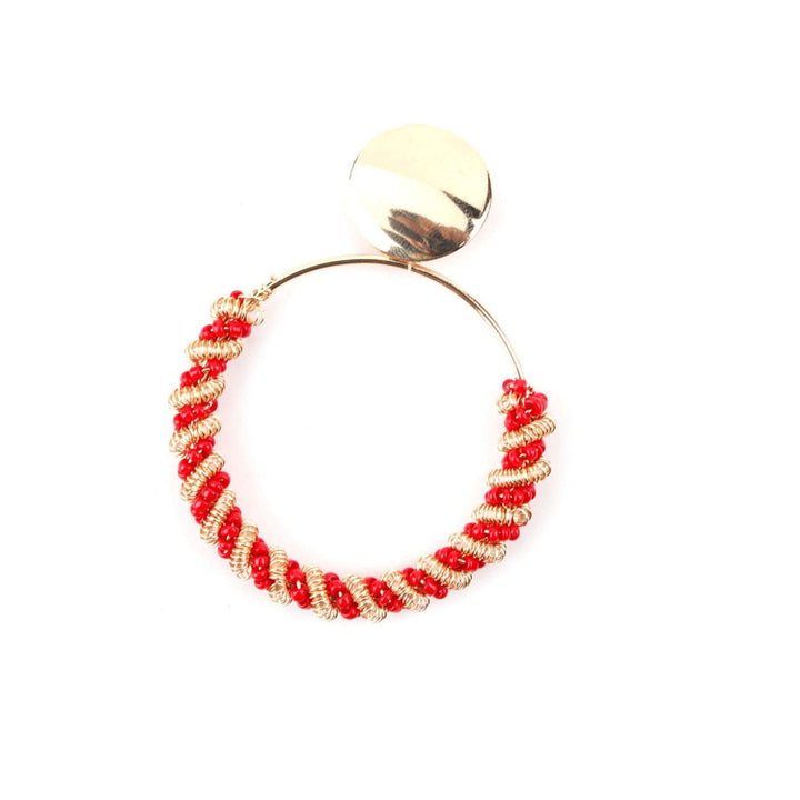 Odette Women Round Red Beaded Dangle Earrings