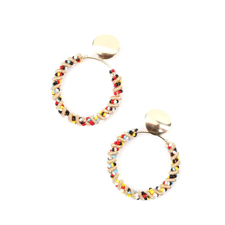 Odette Women Round Multicolor Beaded Dangle Earrings