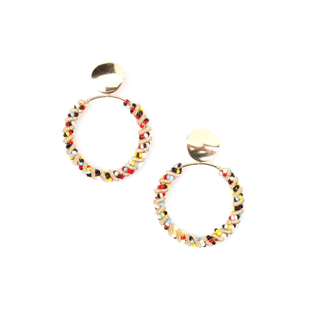 Odette Women Round Multicolor Beaded Dangle Earrings