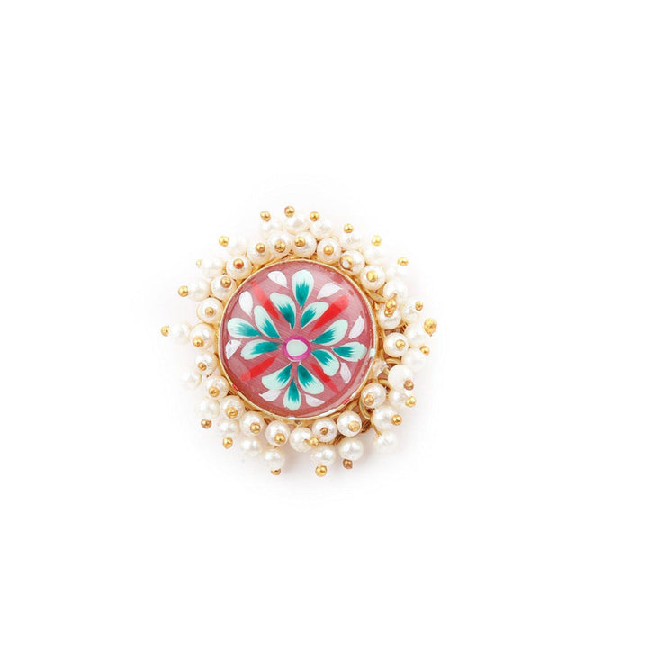 Odette Women Ethnic Multi-Color Floral Tinted Studs