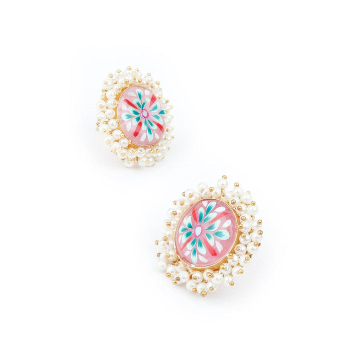 Odette Women Ethnic Multi-Color Floral Tinted Studs