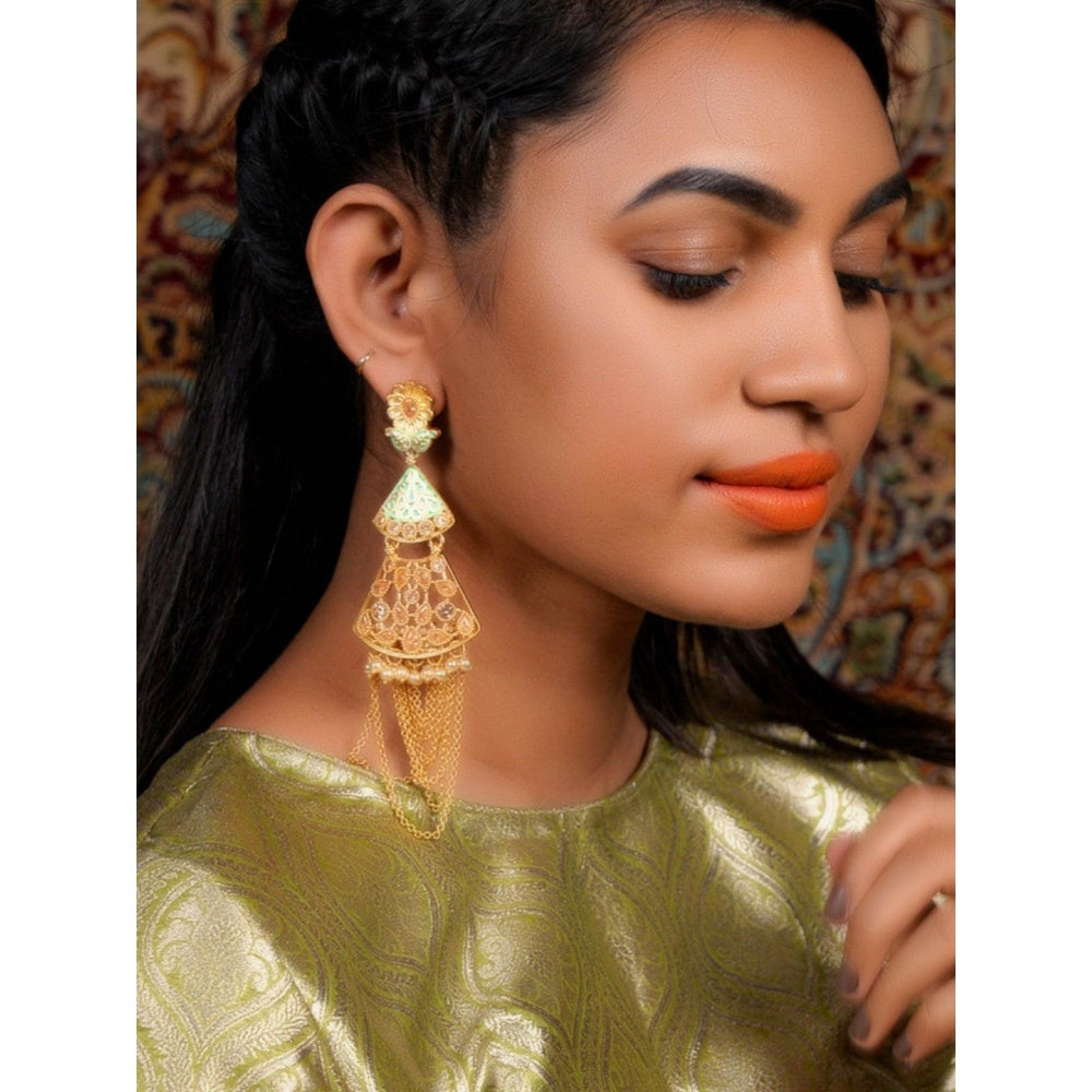 Odette Women Gold Tone Geo Dangle Earrings