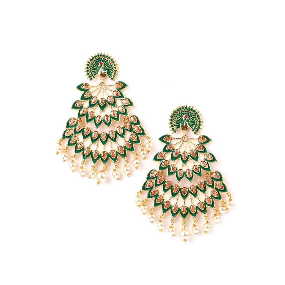 Odette Women Multi-Color Leafy Lovely Chandali Earrings!