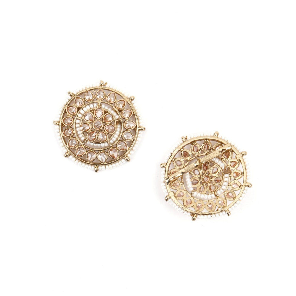 Odette Women White Round Ethnic Studs!