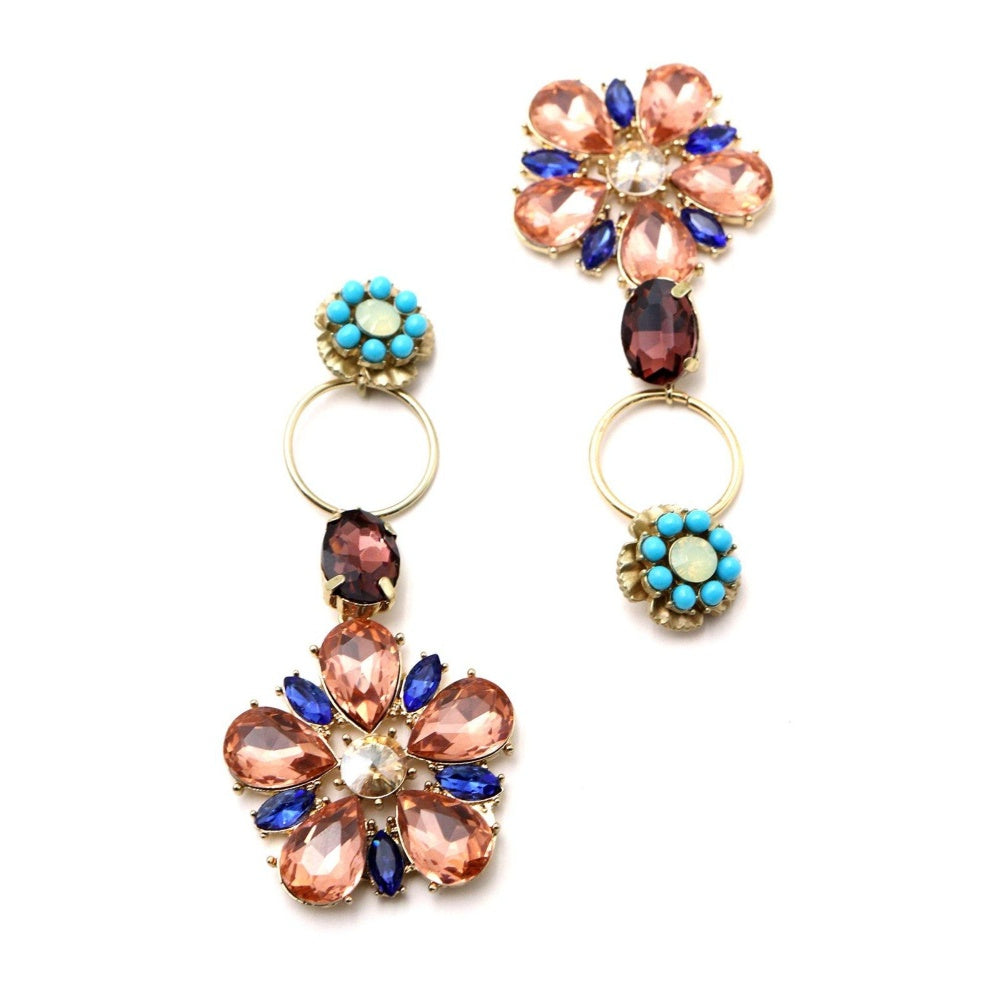 Odette Women Multi-Color Floral Dangle Earrings