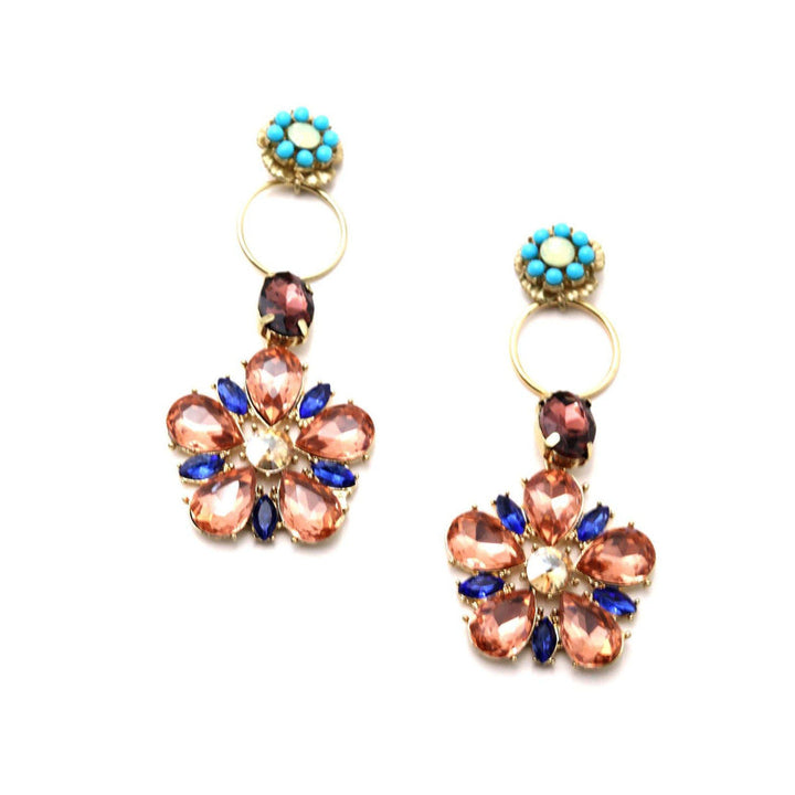 Odette Women Multi-Color Floral Dangle Earrings