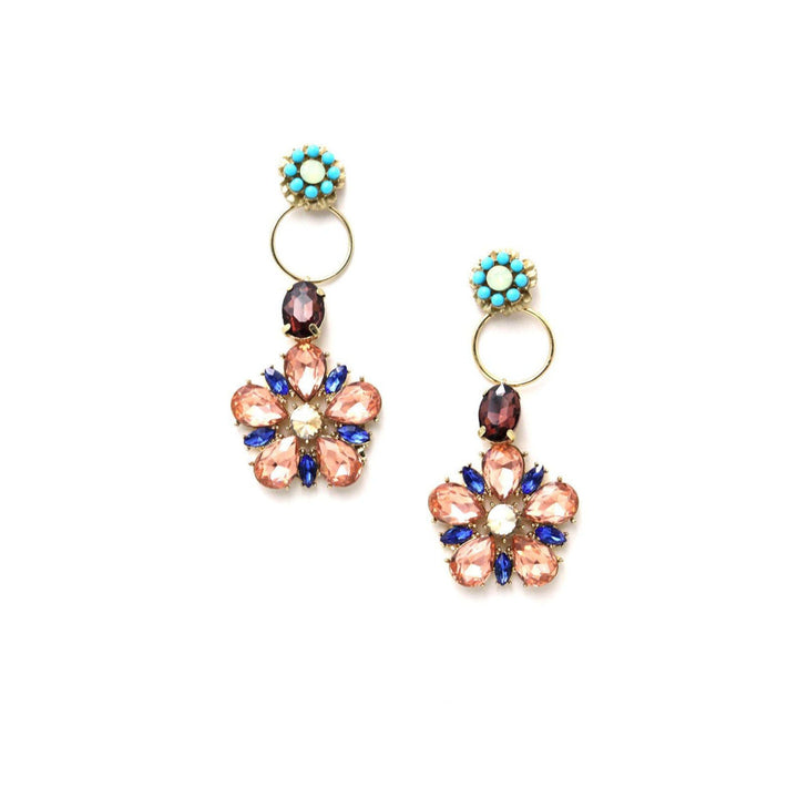 Odette Women Multi-Color Floral Dangle Earrings