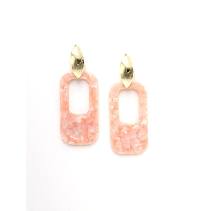 Odette Women Peach Stone Sober Dangle Earrings