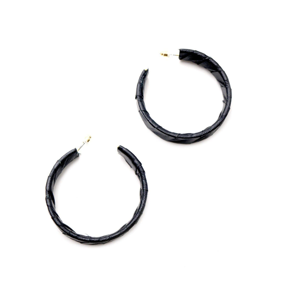 Odette Women Basic Black Hoops