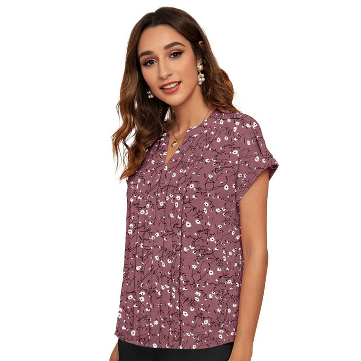 Odette Women Mauve Cotton Blend Floral Printed Top