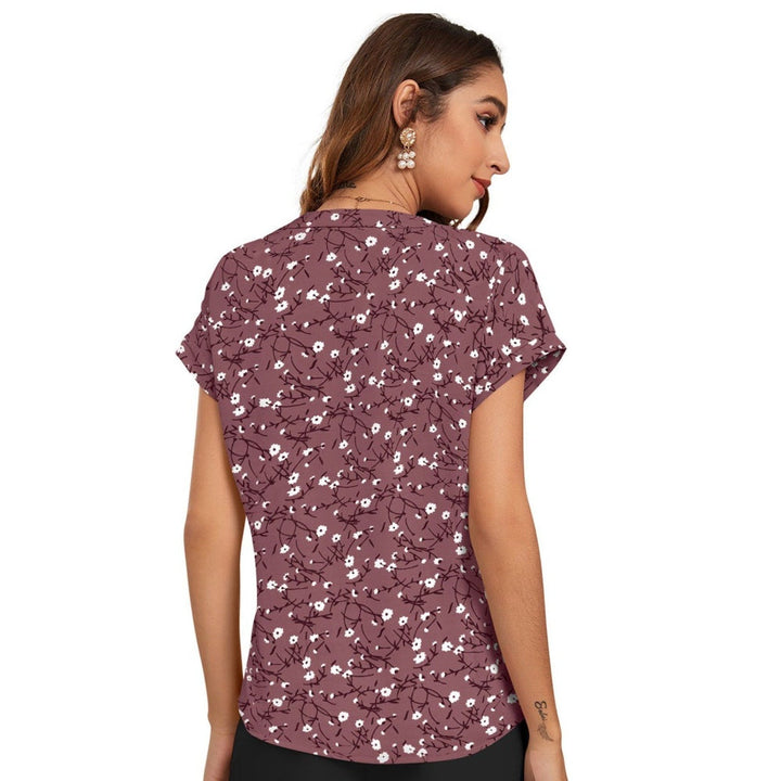 Odette Women Mauve Cotton Blend Floral Printed Top